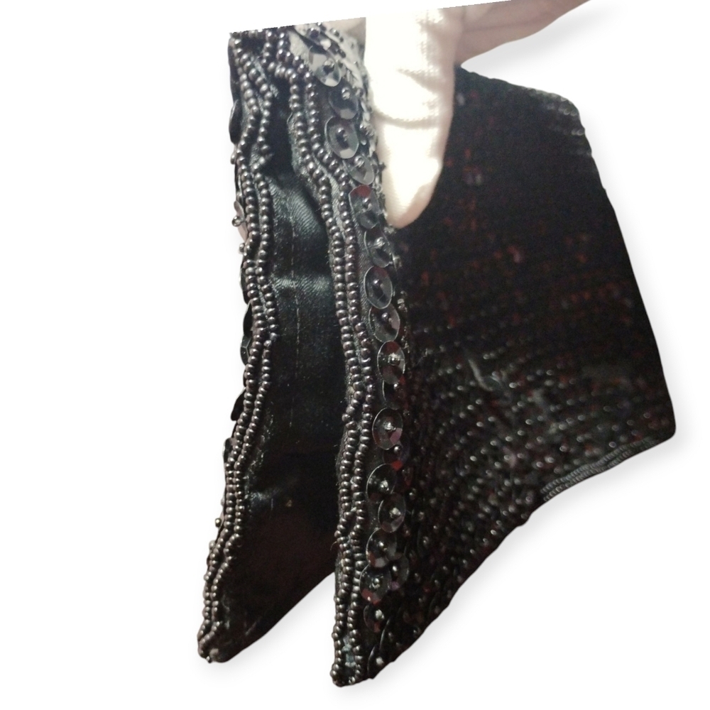 Vintage Black Sequin Evening Clutch Bag - Picture 9 of 12